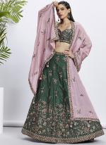 Pure Chiffon Green Wedding Wear Sequins Work Lehenga Choli